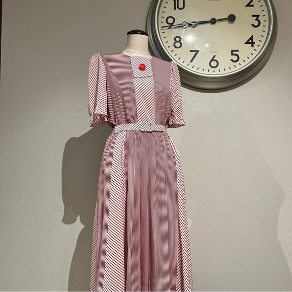 Vintage Dresses & Skirts - Vintage Multi Striped Red Dress